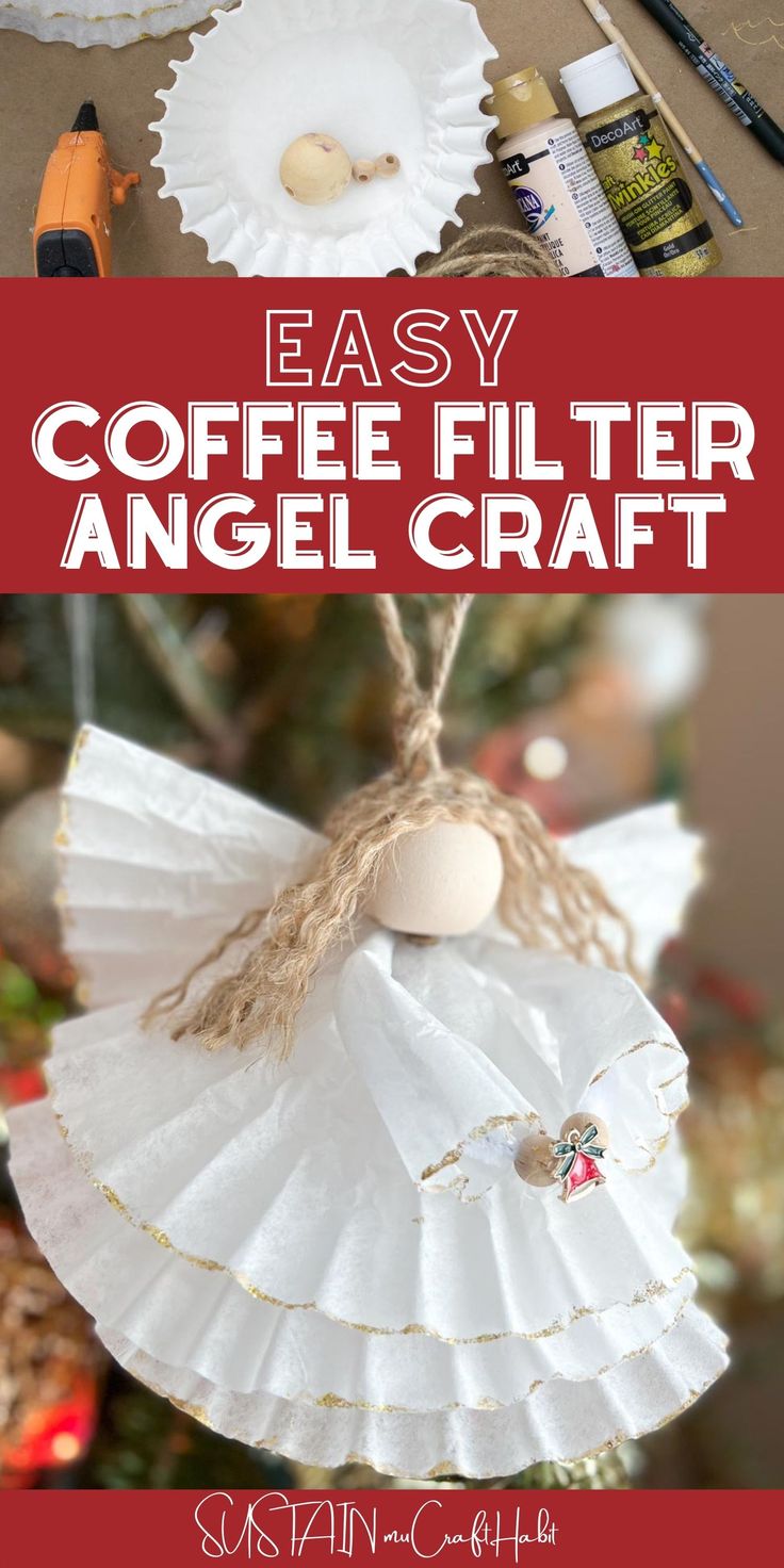 an easy coffee filter angel craft for christmas