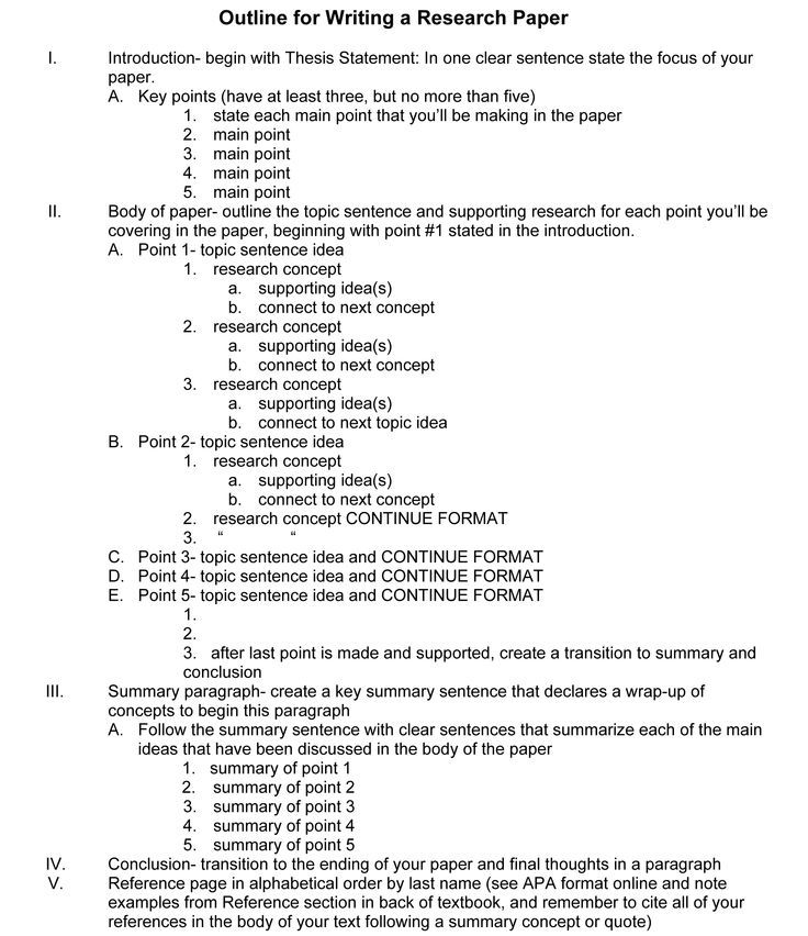 an outline for a research paper with the title section highlighted in orange and white text