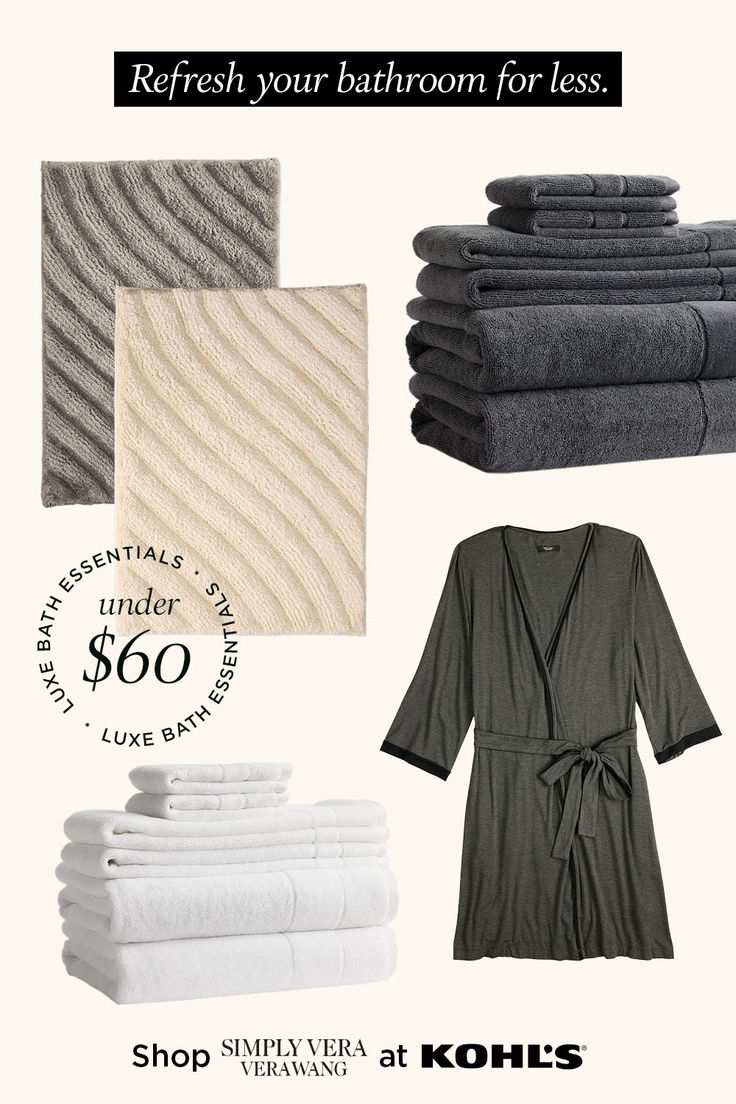 towels and bathrobes are on sale at kohl's