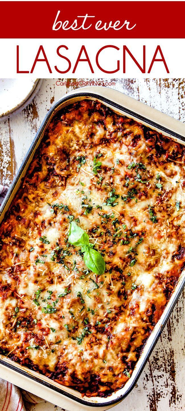 the best ever lasagna in a casserole dish