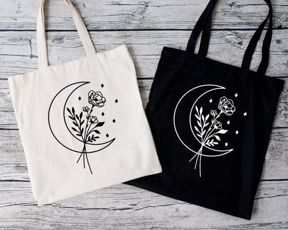 Tot Bags Design, Drawings On Bags, Artistic Black Canvas Bag Gift, Artistic Black Canvas Bag For Gift, Artistic Black Canvas Bag As Gift, Drawing On Bags Ideas, Black Tote Bag Painting Ideas, Cotton Bag Design, Black Tote Bag Design Ideas