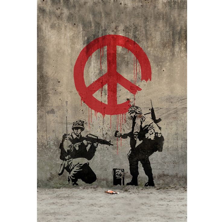 Banksy, Soldiers Painting Peace Street Art Banksy, Banksy Graffiti, Banksy Art, Graffiti Artwork, Banksy Canvas, 3d Street Art, Pop Art Canvas, Peace Art, Online Wall Art