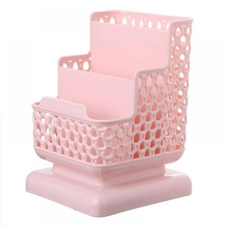 a pink plastic holder with three compartments