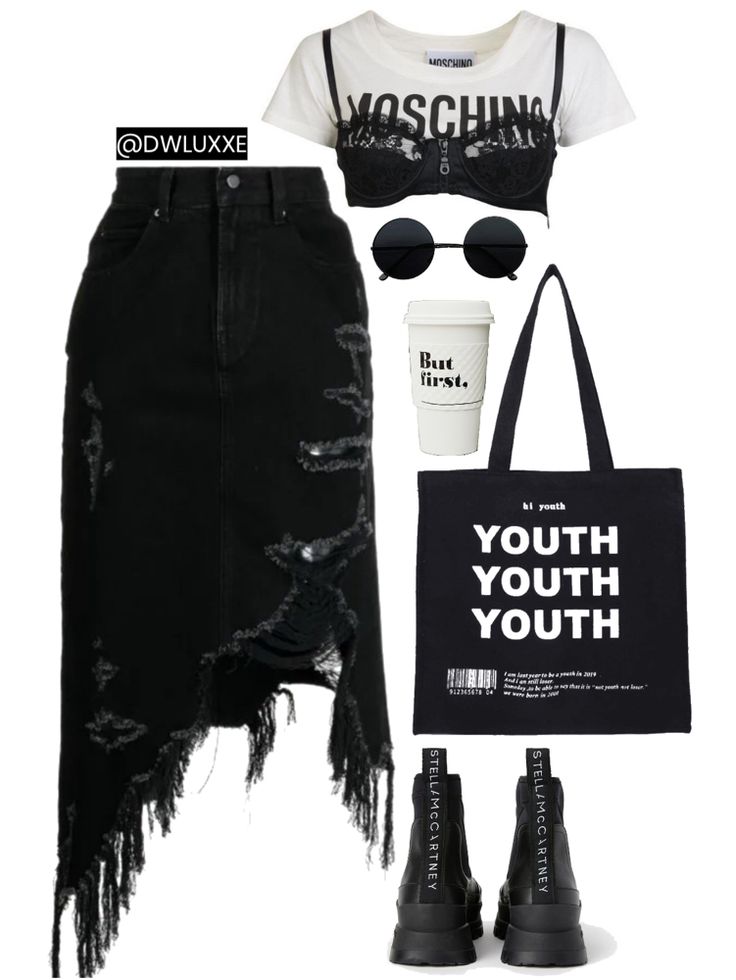 Polyvore Outfits 2024, Grunge Outfits 2024, Falling In Reverse Concert Outfits, Xg Outfits Inspired, Dj Concert Outfit, Birthday Party Outfits Guest, Black Sheer Top Outfit, Hairdresser Outfit Work, Edgy Chic Fashion