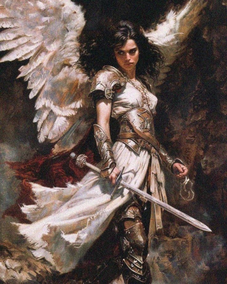 Retro dark fantasy angel warrior. #midjourney #midjourneyart #fantasy #darkfantasy #dnd #dungeonsanddragons #retro #gaming #eoman #beautiful #l4l #f4f Warrior Angel Aesthetic, Dnd Angel Character Art, Winged Character Art, Angels Fantasy Art, Dark Ages Art, Fallen Aasimar Female, Dnd Photoshoot, Monster Ideas Character Design, Fantasy Angel Art