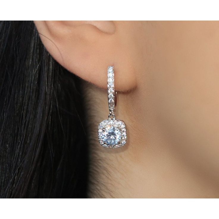 Beautiful, High Quality Cushion Cut Drop Earrings Featuring Square + Pave Cubic Zirconia Stones. Sophisticated Earrings To Add Glam To Your Look! Available In Silver Or Gold Silver Plating Over Metal Alloy Highest Quality Cubic Zirconia Stones Drop Length: 1.3" Halo Pendant Dimensions: 0.25" X 0.25" This Item Is Plated To Resist Against Tarnishing. Over Time, Plated Jewelry May Tarnish And To Prevent This, We Recommend Avoiding Exposure To Water, Sweat, Etc To Ensure The Longevity Of The Piece S Princess Diamond Earrings, Teardrop Earrings Wedding, Sophisticated Earrings, Square Diamond Earrings, Drop Earrings Bridal, Jewelry Silver Earrings, Princess Cut Halo, Earring Bridal, Halo Diamond Earrings