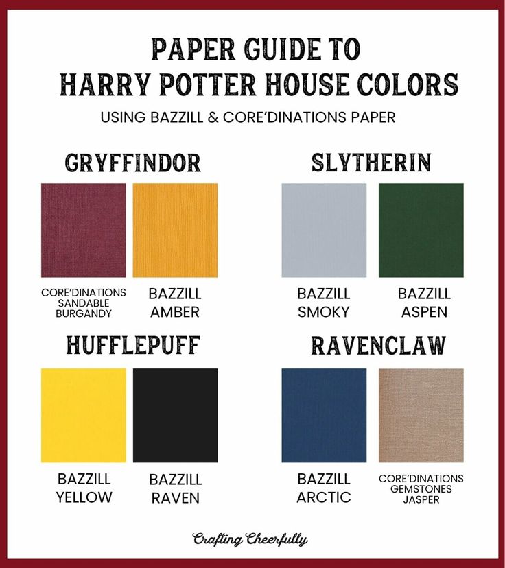 the harry potter house colors for children's books and crafts, including greyfindor, ravenclaw, bazzli, basilli,