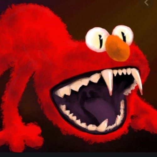 an animated red monster with its mouth open