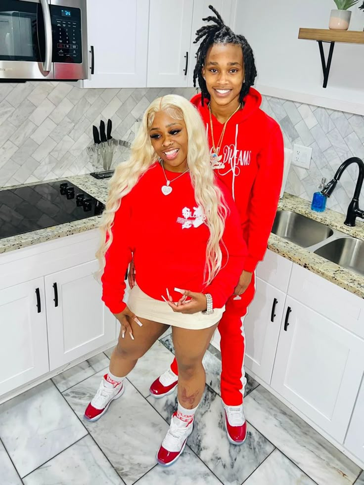 Valentines Matching Outfits For Couples, Matching Valentines Day Outfit Couple, Couple Valentines Day Outfits, Raysowavyy And Lyn Deja, Red Couple Outfits, Matching Outfits Boyfriend, Matching Couple Outfits Black People, Couples Outfits Black People, Matching Black Couple Outfits