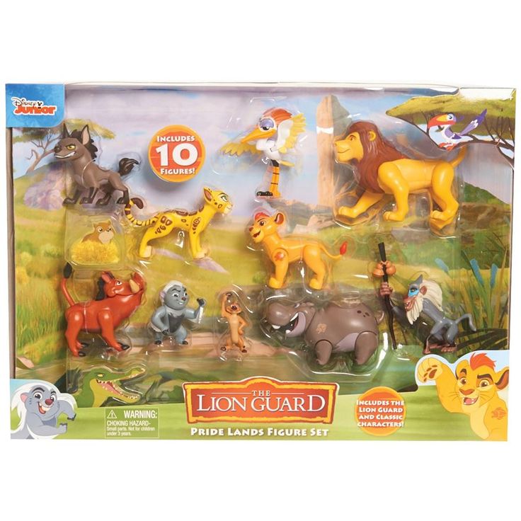 the lion guard action figure set includes various animals, including an elephant and other animals