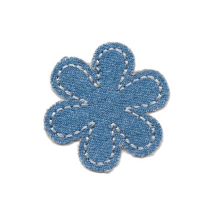 a blue flower with white stitching on it