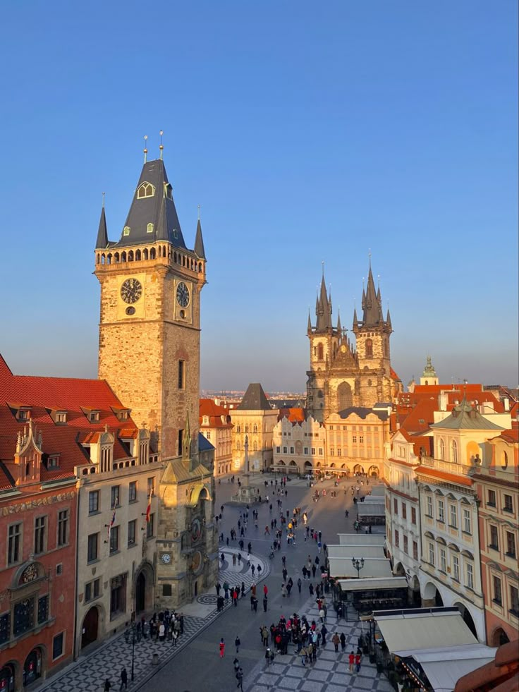 an aerial view of the old town square in prague