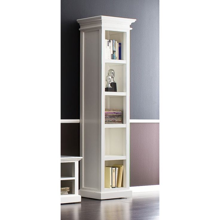 Halifax Solid Mahogany Wood Bookcase in White Distressed ...