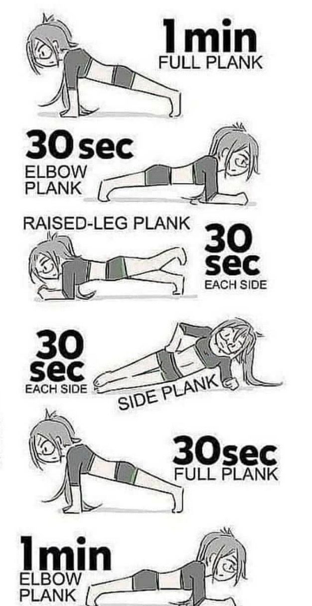 an exercise poster showing the different exercises to do with your legs and thighs, including planks