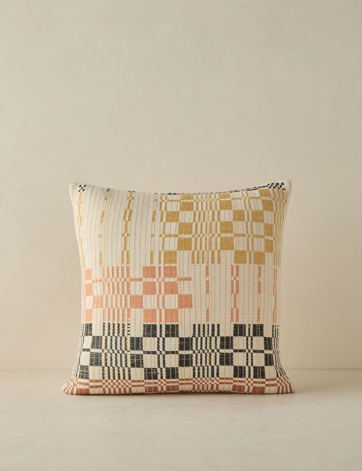 The Lanjon pillow offers artisan texture with a bold play of pattern. Its handwoven design pops in a chic palette, making this the perfect accent pillow to revitalize your space. Powered by People works with makers from all over the world to bring small-batch, responsibly made goods to markets. Heirloom Naga is from a mountainous region in northern India, where these women weavers use natural fibers and traditional looms to revive age-old weaving traditions with a modern approach. Folk Interior Design, Burled Wood Furniture, Textile Inspiration, Woven Pillows, Long Lumbar Pillow, Lulu And Georgia, Bedding Essentials, Outdoor Furniture Collections, Modern Pillows