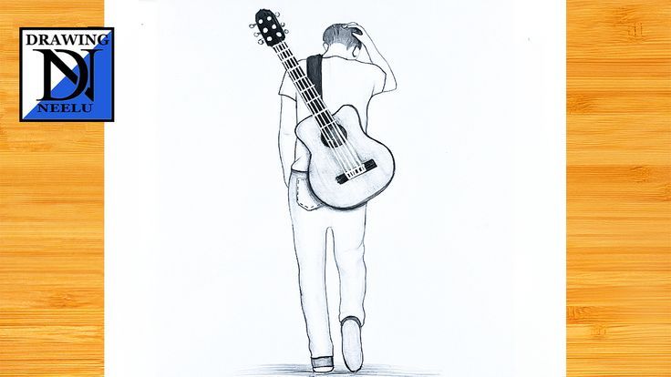 a drawing of a person holding a guitar