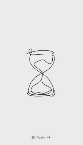 an hourglass is drawn in the middle of a white background