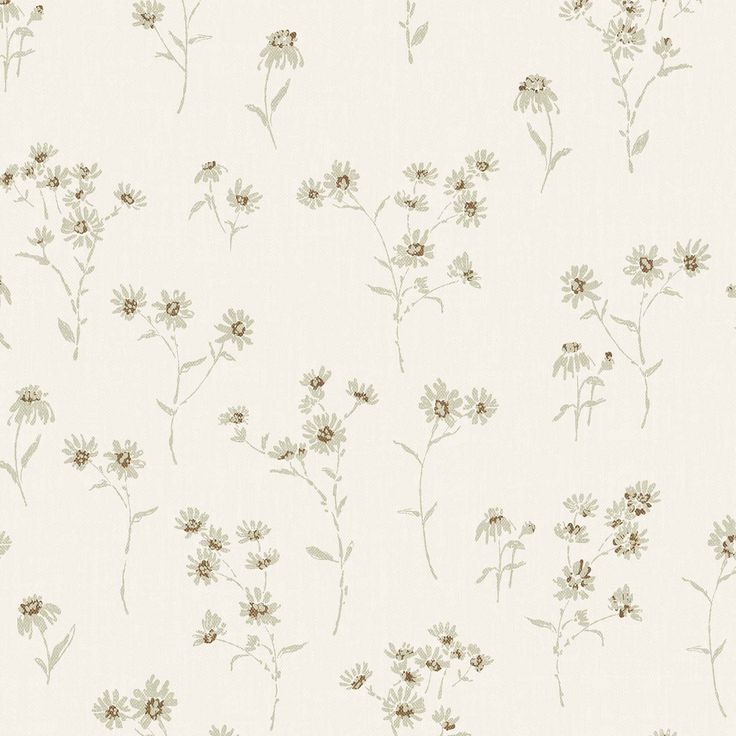 a white wallpaper with brown flowers on it