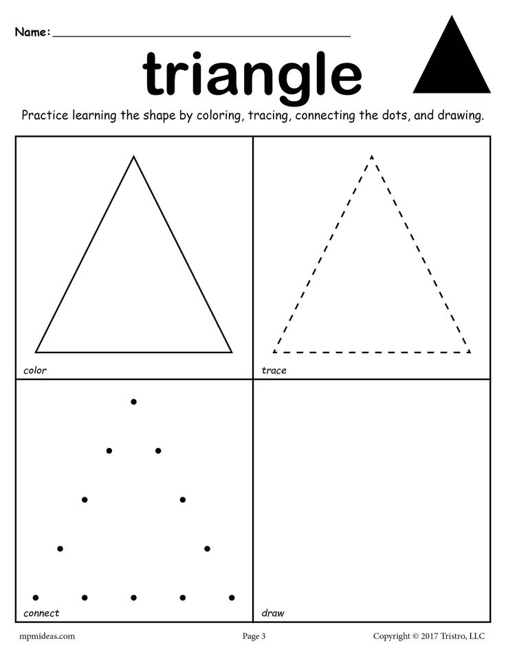 FREE Triangle Shape Worksheet: Color, Trace, Connect, & Draw! Triangles Activities, Shape Worksheets For Preschool, Shape Tracing Worksheets, Triangle Worksheet, Shapes Kindergarten, Printable Shapes, Preschool Tracing, Tracing Worksheets Preschool, Shapes Preschool