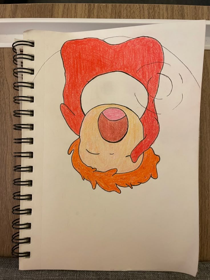 a drawing of a bear with a santa hat and beard on it's head