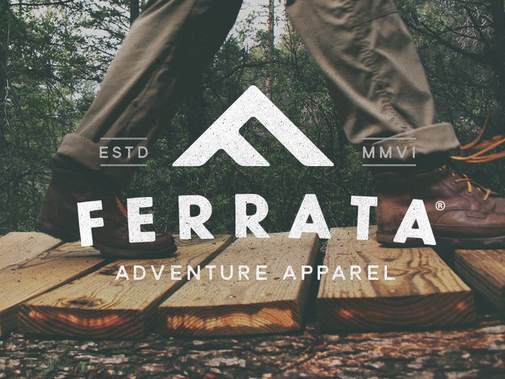 the feet of two people standing on wooden planks with text ferrata adventure apparel