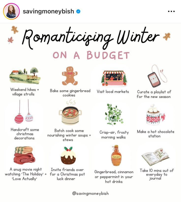 a poster with some words on it that say, romanticism winter on a budget