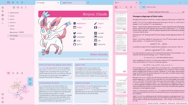 a pink and blue web page with an image of a cat