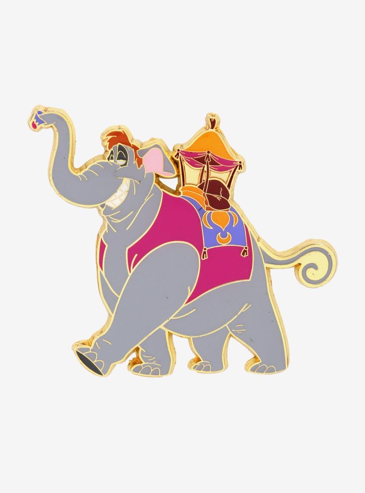 an elephant with a crown on its back