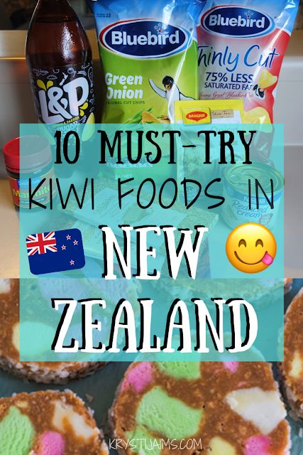 some food that is sitting on top of a table with the words 10 must try kiwi foods in new zealand