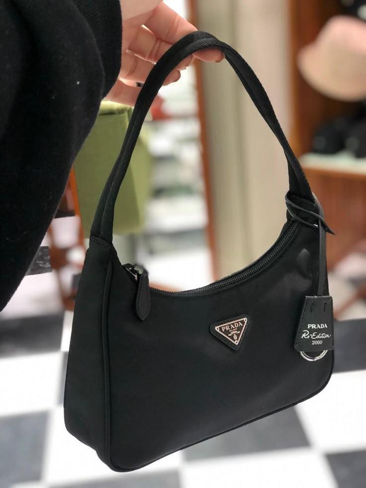 Prada Mini Bag, Prada Re Edition 2000, Mini Bag Black, Trendy Purses, Prada Re Edition, Luxury Bags Collection, Expensive Handbags, Girly Bags, Cute Handbags