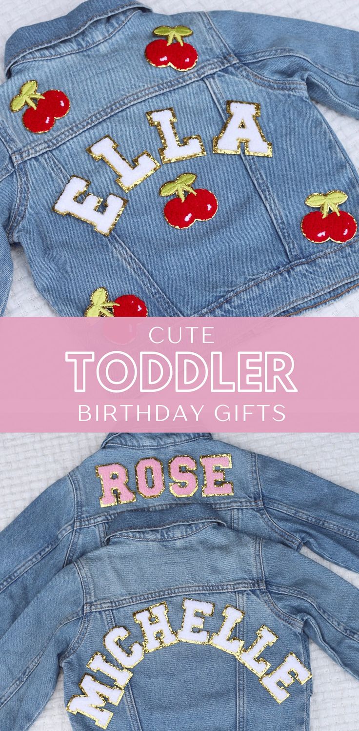 Chenille Letter Patch Jean Jacket for Toddler Name Jacket for Birthday Gift for Girl Personalized Denim Jacket With Cherry Chenille Patch - Etsy Patch Jean Jacket, Jacket Customized, Kids Jeans Jacket, Baby Crafts Diy, Jean Jacket Patches, Girl Patches, Diy Denim Jacket, Toddler Birthday Gifts, Kid Outfits