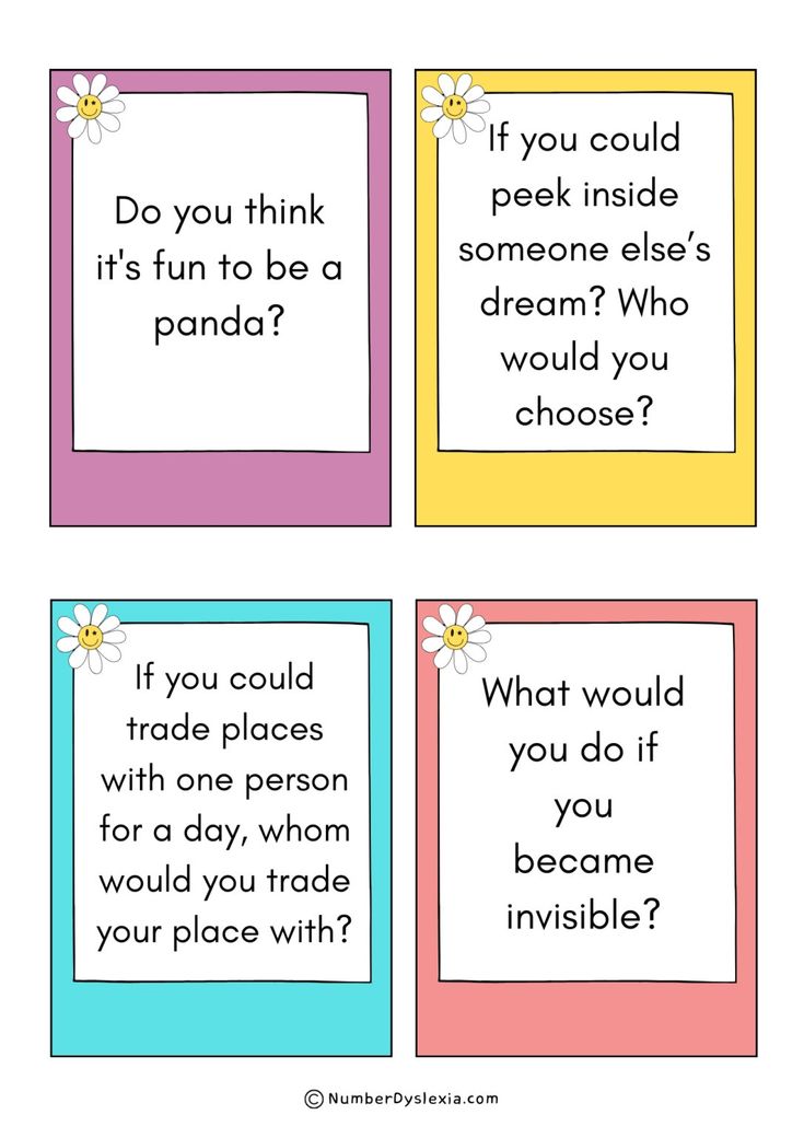 four cards with the words, do you think it's fun to be a panda?