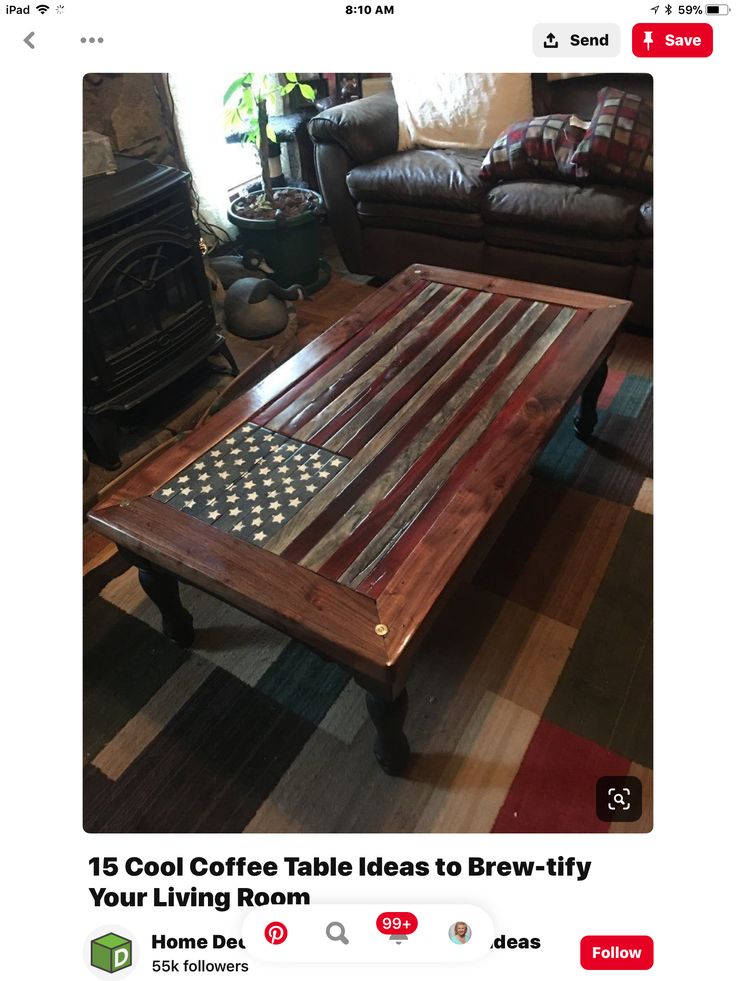 an american flag coffee table in the living room