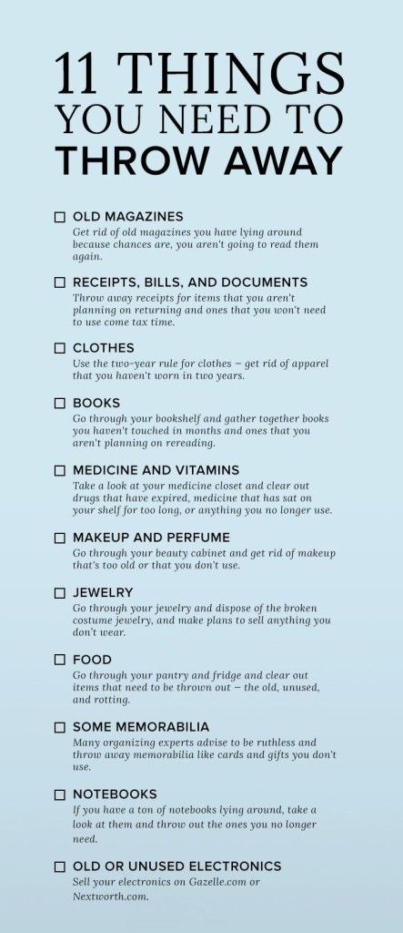 ORGANIZATION LIST - What to throw away Organize Life, Declutter Home, Organisation Hacks, House Cleaning Checklist, Vie Motivation, Household Cleaning Tips, Cleaning Checklist, House Cleaning Tips, Diy Cleaning Products