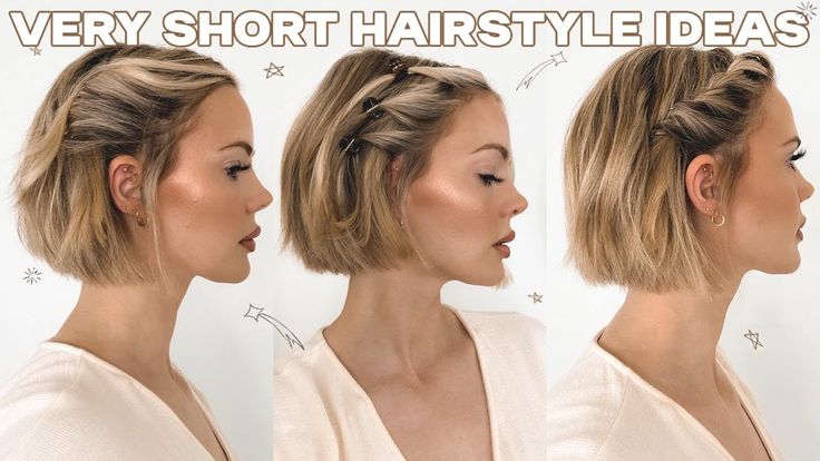 - https://howcandothis.com/hairstyleideas/easy-and-quick-hairstyles-for-short-hair-updos-half-updos-straightforward-braids-and-no-braid-kinds-2/ Short Hairstyle Ideas, Braids Short, Short Hair Up, Shorthair Hairstyles, Hairdos For Short Hair, Peinados Fáciles Para Cabello Corto, Very Short Hair, Penteado Cabelo Curto, Easy Braids