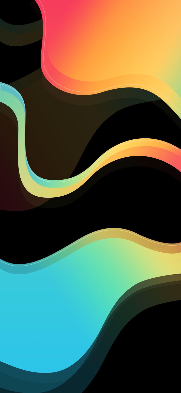 an abstract background with wavy lines and colors in black, orange, blue, yellow