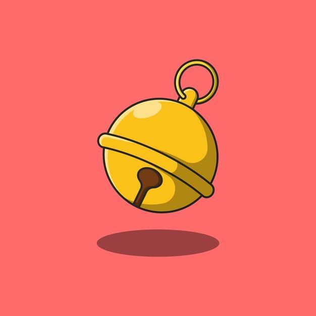 an illustration of a bell with a key on it's side and a red background