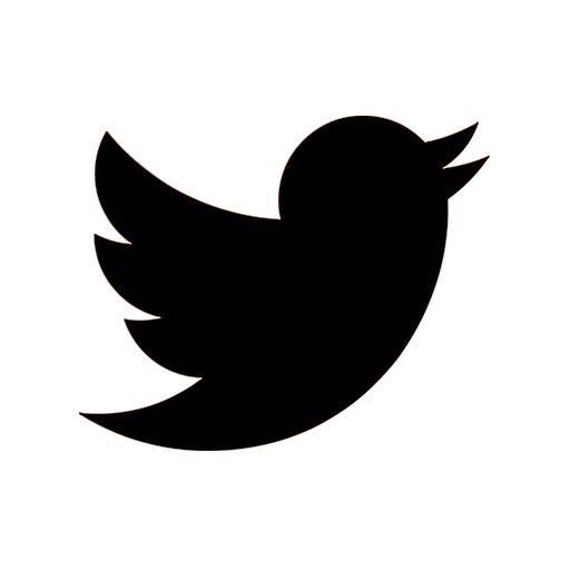 a black and white silhouette of a bird on a white background with the word twitter below it