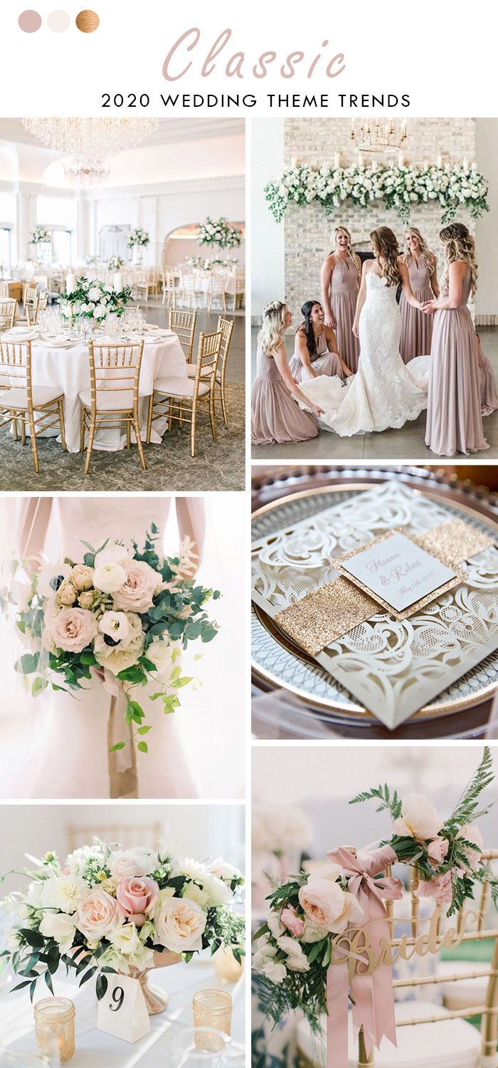 a collage of photos with flowers and wedding decor in pastel colors, including pinks, golds, and white