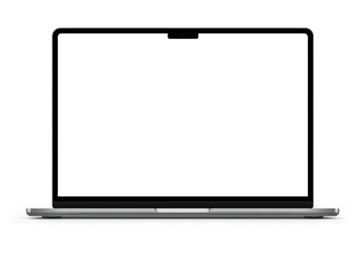 an open laptop computer sitting on top of a white surface with a blank screen in front of it