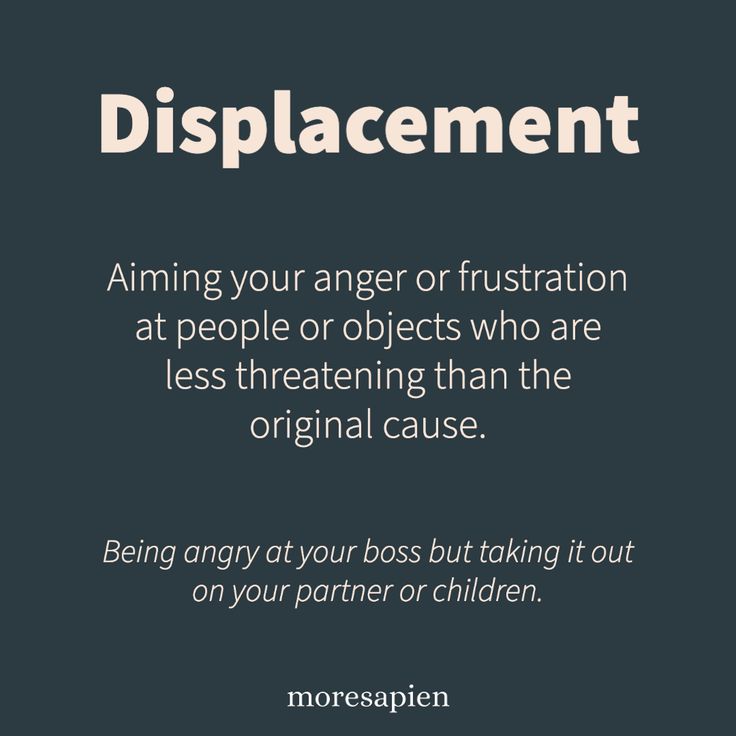 Defence mechanisms are reactions to trauma, anxiety or difficult situations. They're natural ways our minds try to cope with situations we want to avoid or feel shame towards. Sometimes they can become unhelpful coping strategies to avoid dealing with painful issues.   Displacement - Aiming your anger or frustration at people or objects who are less threatening than the original cause. I.e. Being angry at your boss but taking it out on your partner or children. Displaced Anger, Being Angry, Angry People, Spiritual Psychology, Coping Strategies, Anger Management, Shadow Work, Management Skills, Self Awareness