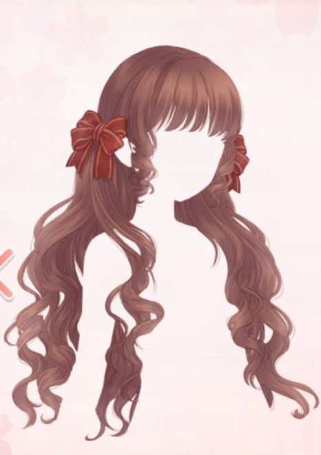 a drawing of a girl with long brown hair and bows on her head, looking to the side