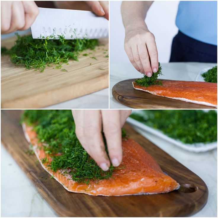 the process of making salmon with fresh herbs