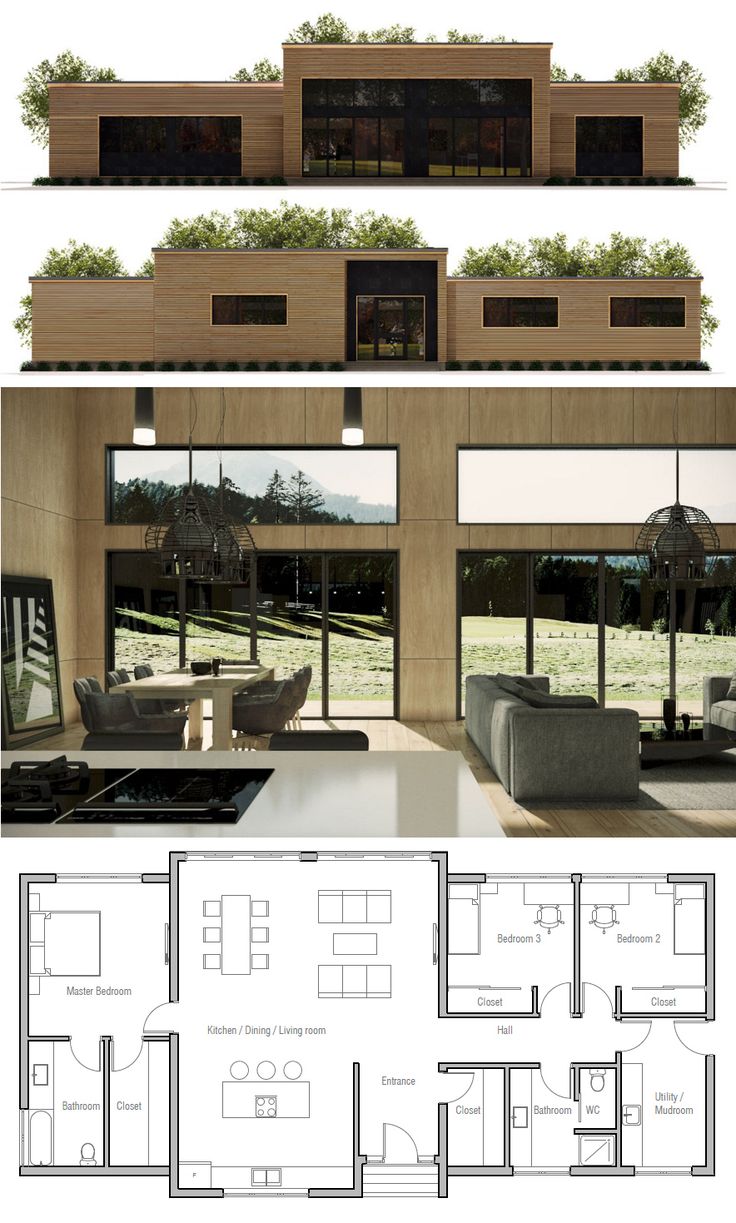 the floor plan for a modern house with lots of windows