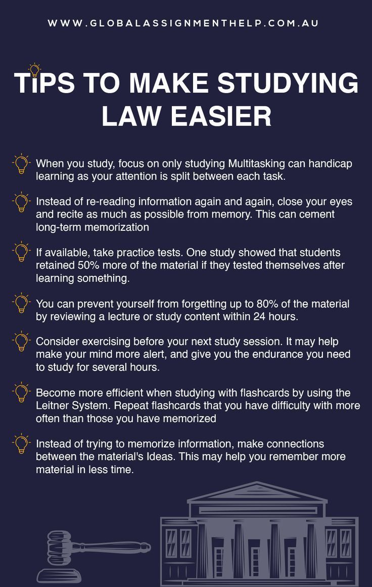 a poster with the words tips to make studying law easier