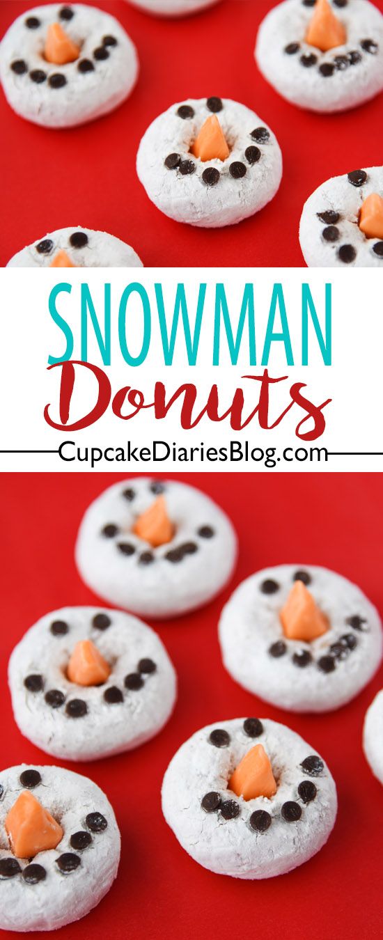 these snowman donuts are made with cupcakes and chocolate chips to make them look like they're ready for christmas