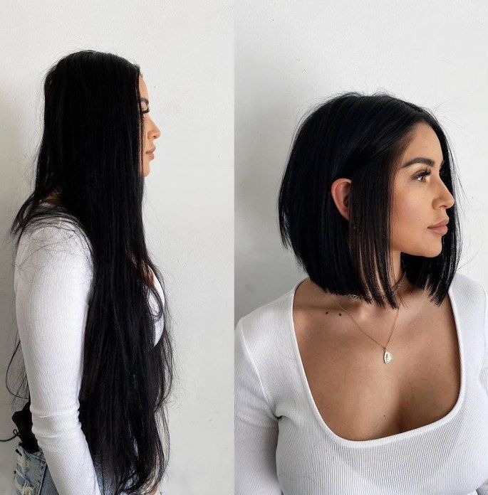 Collarbone Lob, One Length Haircuts, Lob Hairstyles, Asymmetrical Haircut, Womens Haircuts Medium, Textured Haircut, Lob Haircut, Round Face Haircuts, Penteado Cabelo Curto