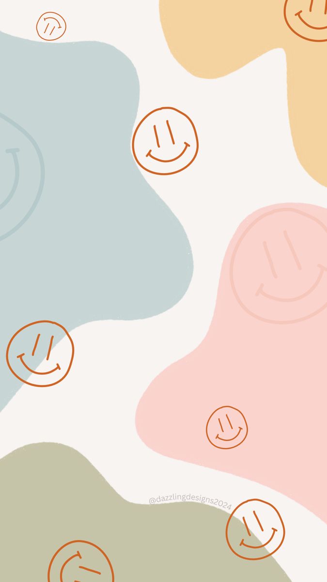 an abstract background with circles and smiley faces