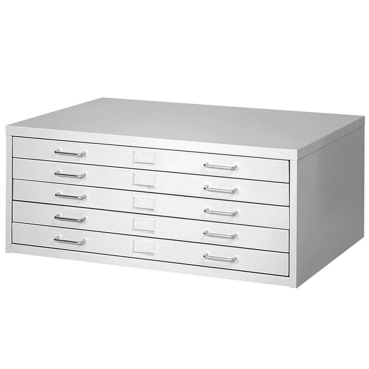 an office drawer with five drawers on each side