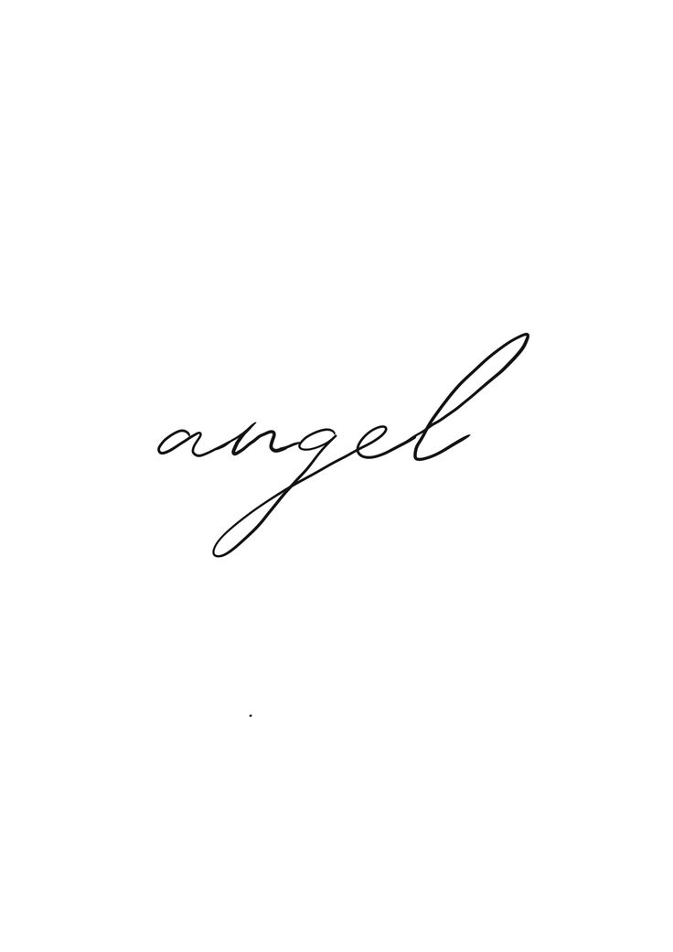 the word angel is written in cursive handwriting